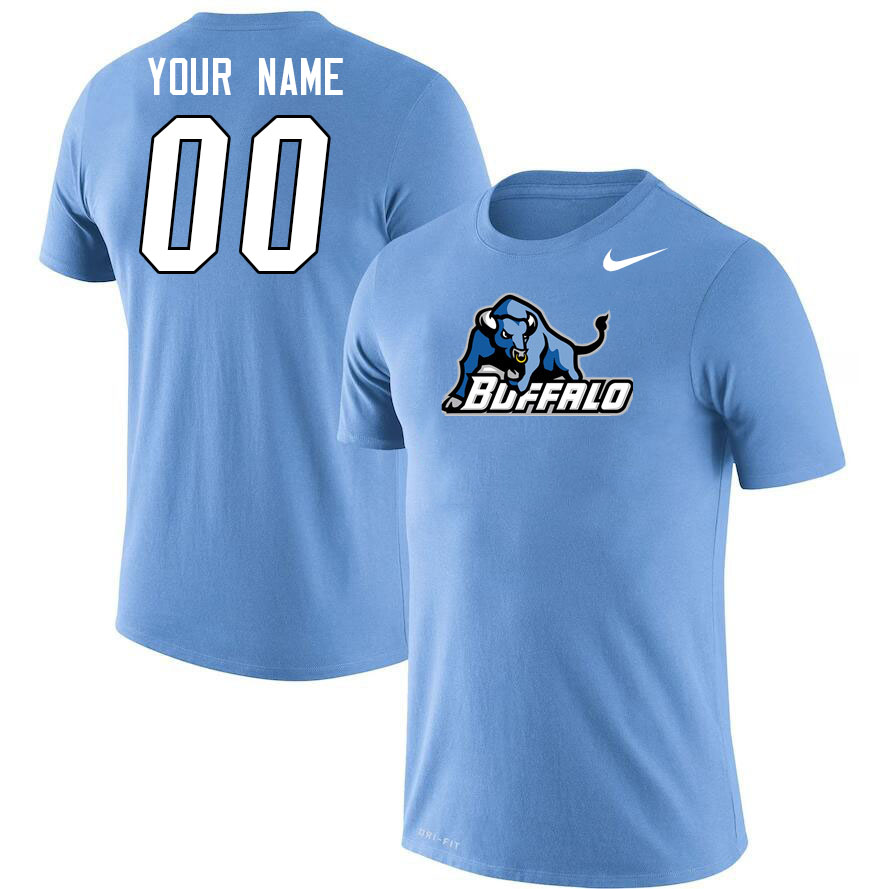Custom Buffalo Bulls Name And Number Tshirts-Blue